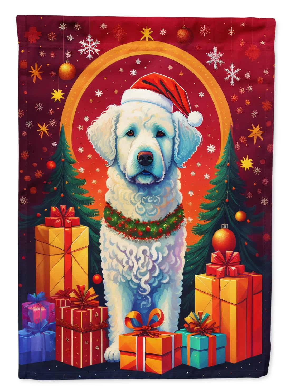 Kuvasz Holiday Christmas Garden Flag 11.25 in x 15.5 in