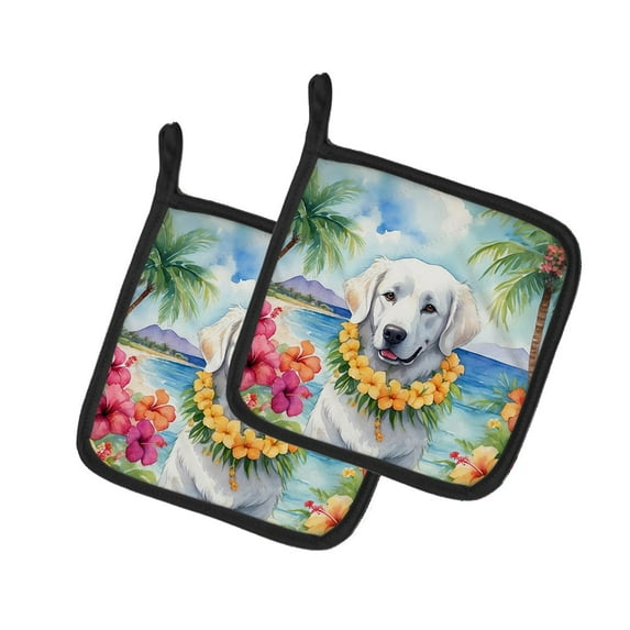 Kuvasz Luau Pair of Pot Holders