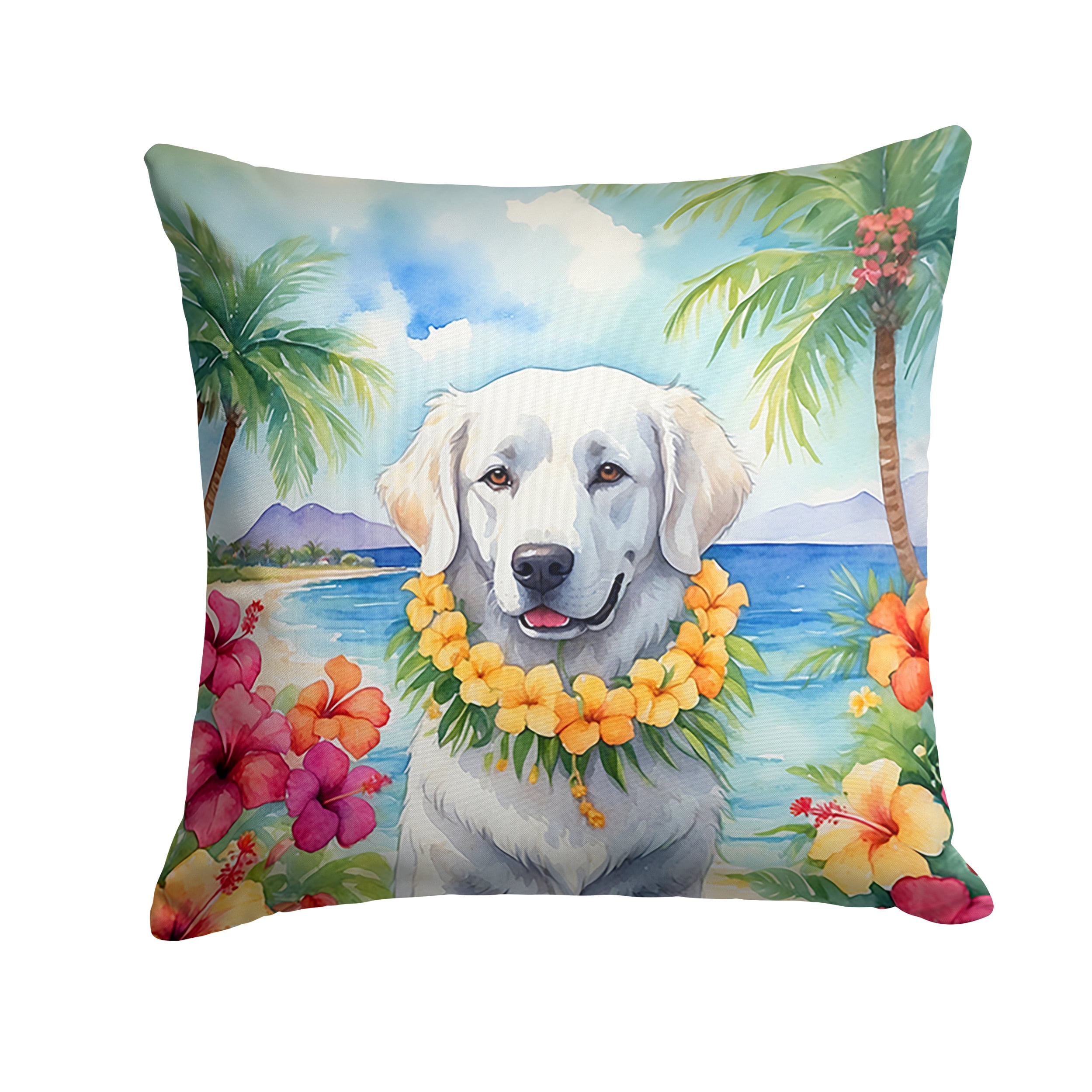 Kuvasz Luau Throw Pillow 18 in x 18 in