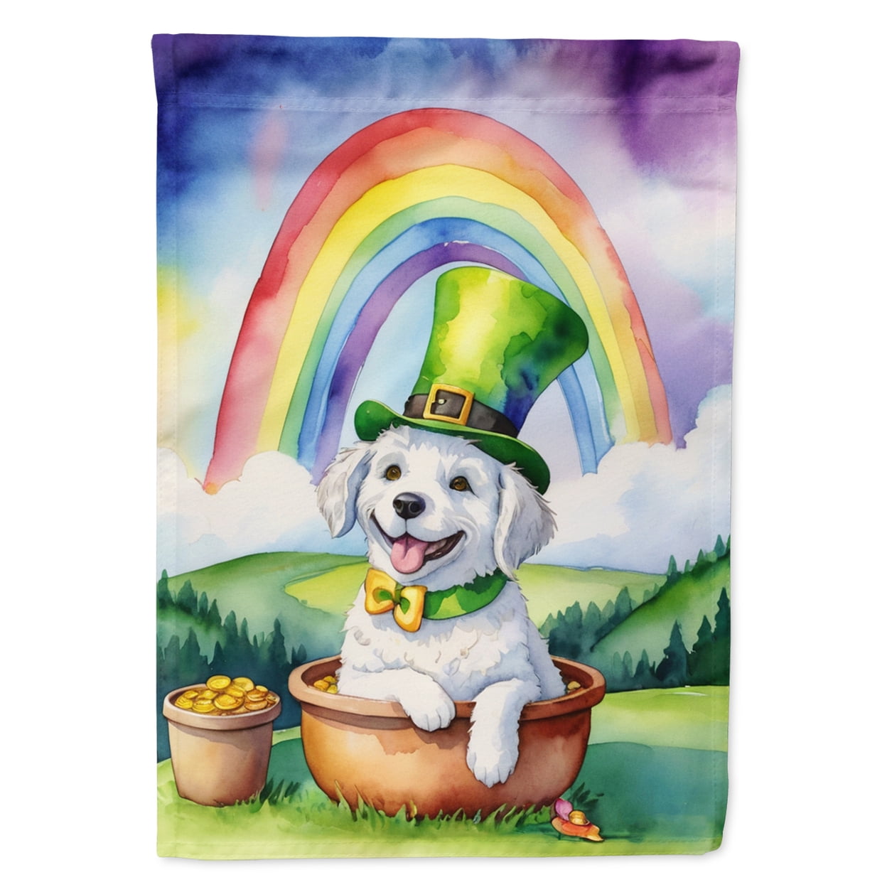 Kuvasz St Patrick's Day Garden Flag 11.25 in x 15.5 in