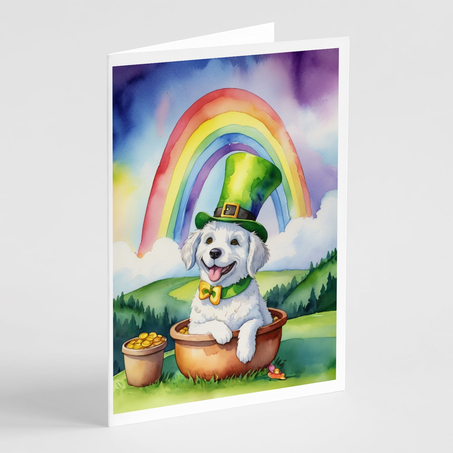 Kuvasz St Patrick's Day Greeting Cards Pack of 8 7 in x 5 in