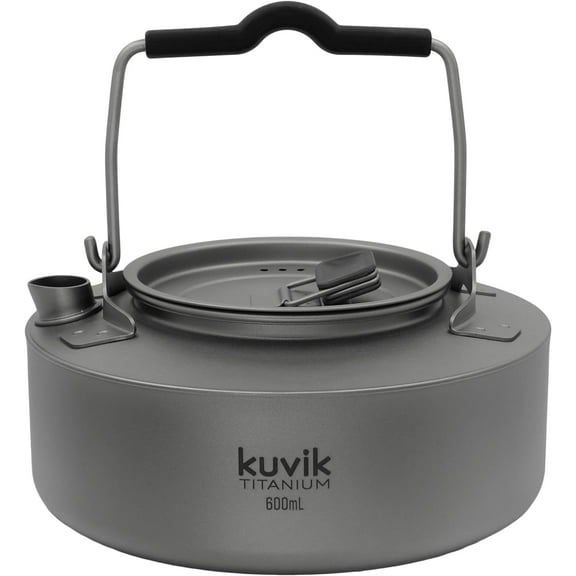 Kuvik Titanium Kettle 600ml (20.3 oz) - Ultralight and Compact Kettle for Backpacking, Camping, and Home