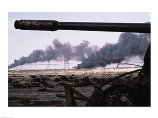 Kuwait An Oil Field Set Ablaze Canvas Art - (24 x 18)