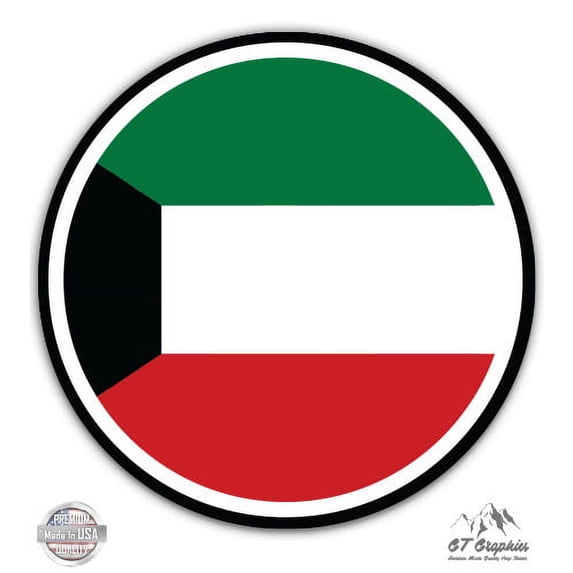 Kuwait Flag - 3" Vinyl Sticker - For Car Laptop I-Pad Phone Helmet Hard Hat - Waterproof Decal