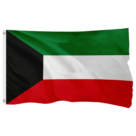 Kuwait Kuwaiti Flag, 400D Heavy Duty Polyester, Double-Sided Printing, Quadruple Stitched Fly Hem, Fade Resistant, 2 Brass Grommets, National Flag of Kuwait for Home Outdoor
