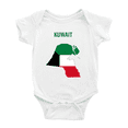 thumbnail image 1 of Kuwait Map Flag Cute Baby Romper (White, 6-12 Months), 1 of 5