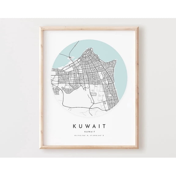 Kuwait Map Print Kuwait Map Poster City Wall Art Kuwait Road Map Kuwait Print Street Map Decor Office Gift L148V4 Wall Art
