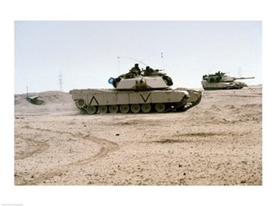 Kuwait Two M-141 Abrams Main Battle Tanks Canvas Art - (24 x 18)