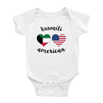 thumbnail image 1 of Kuwaiti American Flag Two Hearts Cute Baby Romper Bodysuit For Boy Girl (White, 18-24 Months), 1 of 5