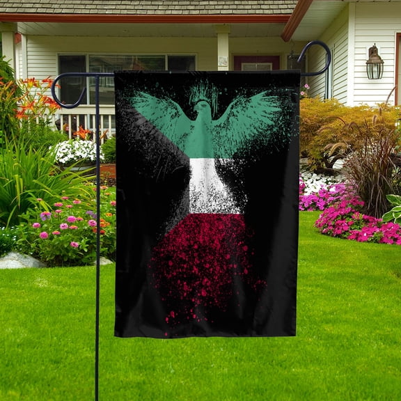 Kuwaiti Flag With Eagle Painting - Proud Kuwait Garden Flag (11.5x17.5) Double-Sided Decorative Polyester Indoor/Outdoor Flag