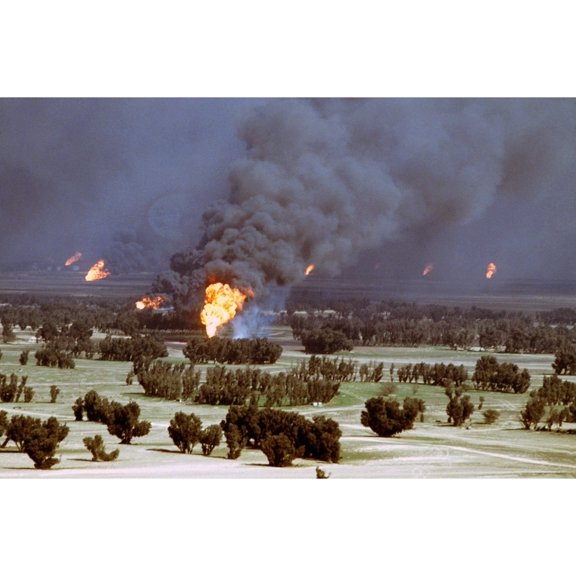 Kuwaiti Oil Wells Were Set On Fire By Retreating Iraqi Forces During Operation Desert Storm. Mar. 2 1991