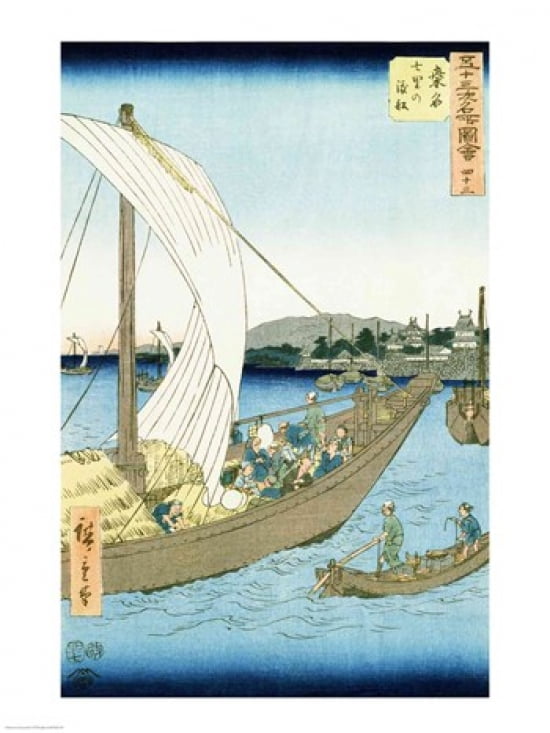 Kuwana Landscape Canvas Art - Utagawa Hiroshige (18 x 24)