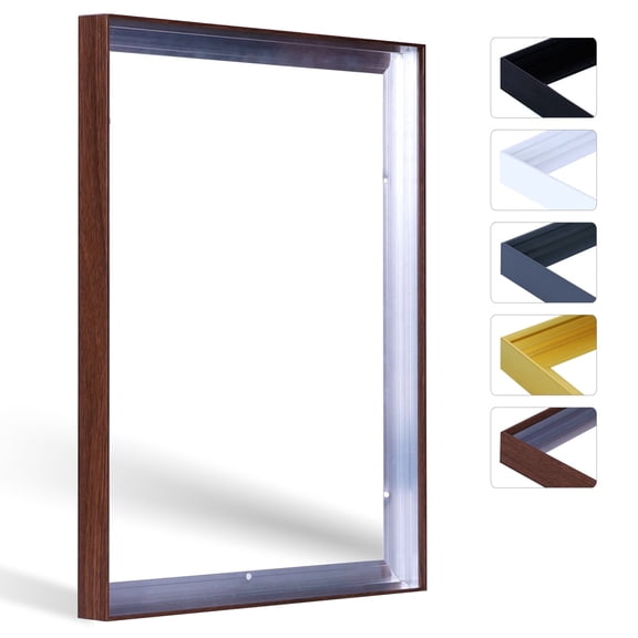 Kuxerla 11x14 Canvas Floater Frames for Canvas Paintings, Fits up to 0.59"-0.87" Deep Canvas,Gallery Wall Frame, Vertical or Horizontal Wall Hanging，Walnut