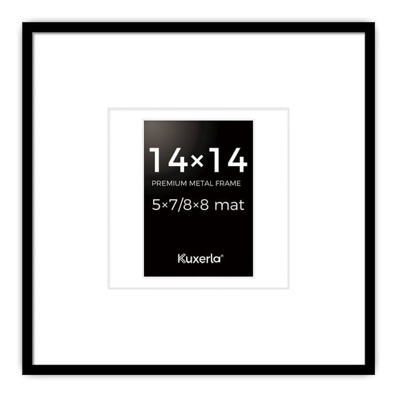 Kuxerla 14x14 Poster Frames,Wall Gallery Photo Frame with Mat Display 5x7 or 8x8 Photos, Wall Hanging Frame for 14x14 Picture Without Mat,Black