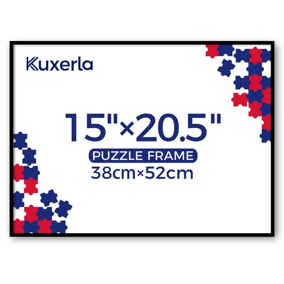 Kuxerla 15x20.5 Puzzle Frame 38x52cm for 500 Pieces, Clear Acrylic Panel, Horizontal & Vertical Wall Hanging, Black