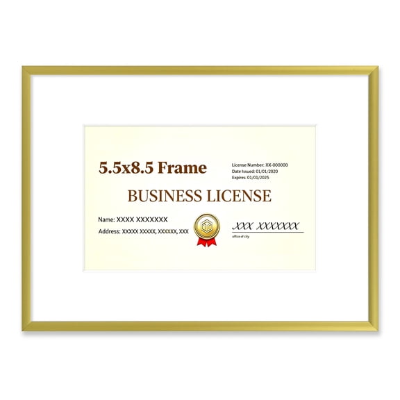 KUXERLA 8.5x11 Diploma Frame with 5.5x8.5 Mat, Gold Tabletop Stand