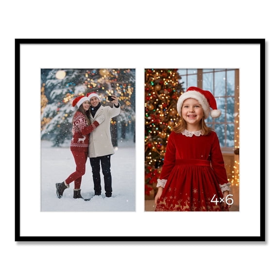 Kuxerla 8x10 Collage Picture Frame ,Displays 2Pcs 4x6 Pictures with Mat or 1Pcs 8x10 Picture without Mat , Collage Picture Frame for Horizontal or Vertical Display, Black, 1 Pack