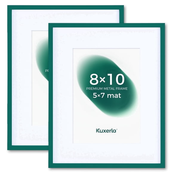 Kuxerla 2 Pack 8x10 Picture Frame Holds 5x7 Picture with Mat or 8x10 Picture without Mat,With Clear Acrylic Front and MDF Back Panel,Green
