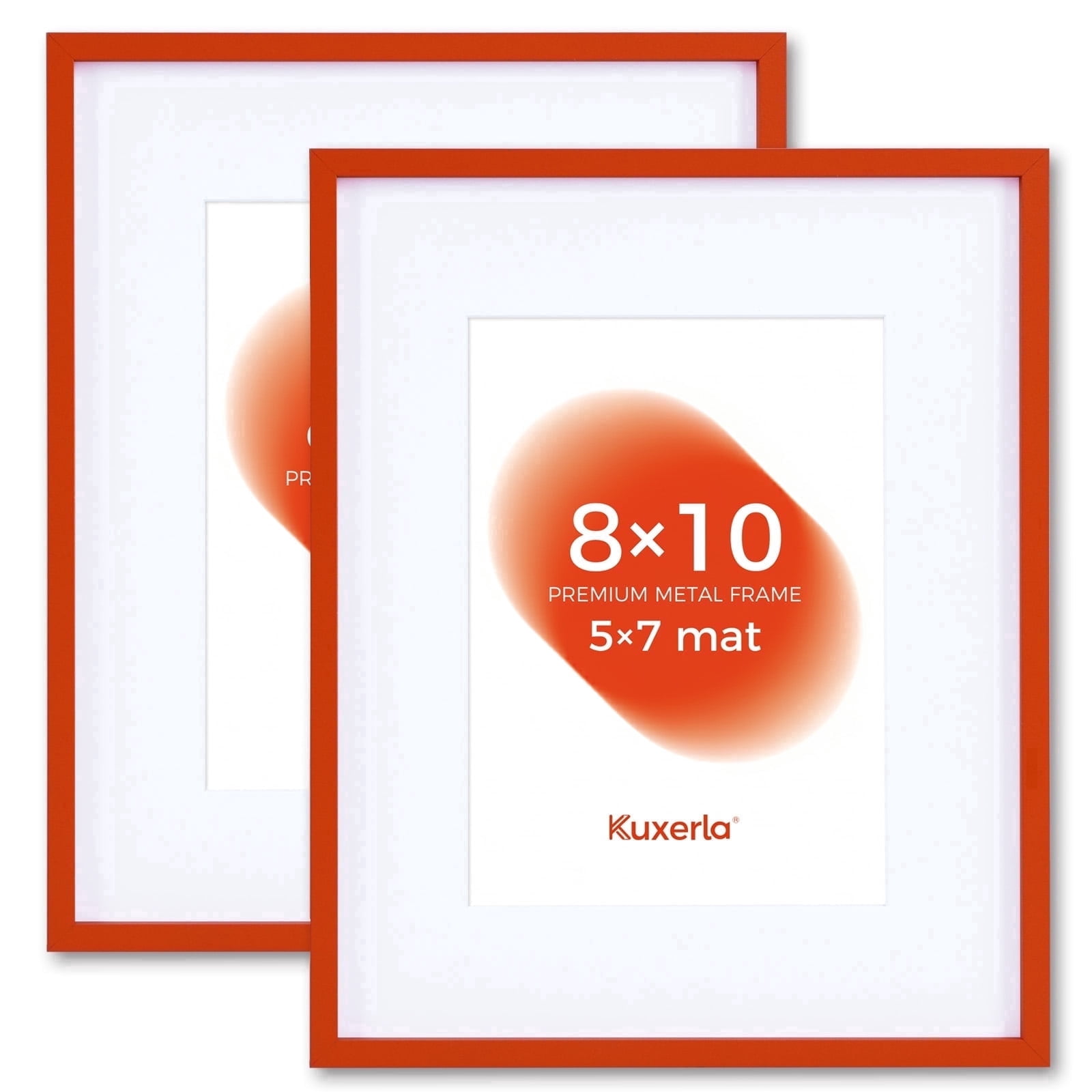 Kuxerla 2 Pack 8x10 Picture Frame Holds 5x7 Picture with Mat or 8x10 Picture without Mat,With Clear Acrylic Front and MDF Back Panel,Orange