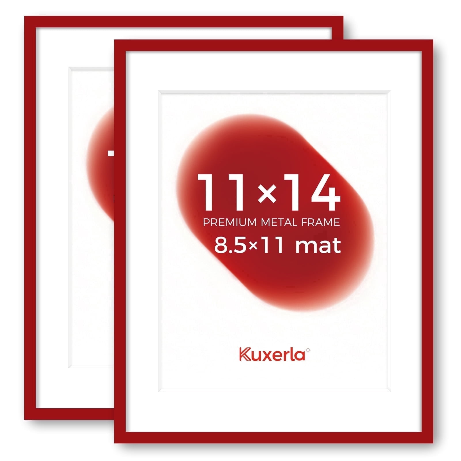 Kuxerla 2 Pack 11x14 Picture Frame Holds 8.5x11 Picture with Mat or 11x14 Picture without Mat,With Clear Acrylic Front and MDF Back Panel,Red