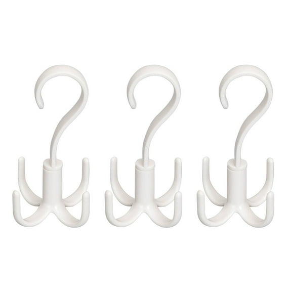 Kuyiluo 4 hooks hanger 3pcs 360 Degree Rotating Four Hooks Creative Multifunction Towels Hanger Closet Organizer for Tie Scarves Shoes (White)