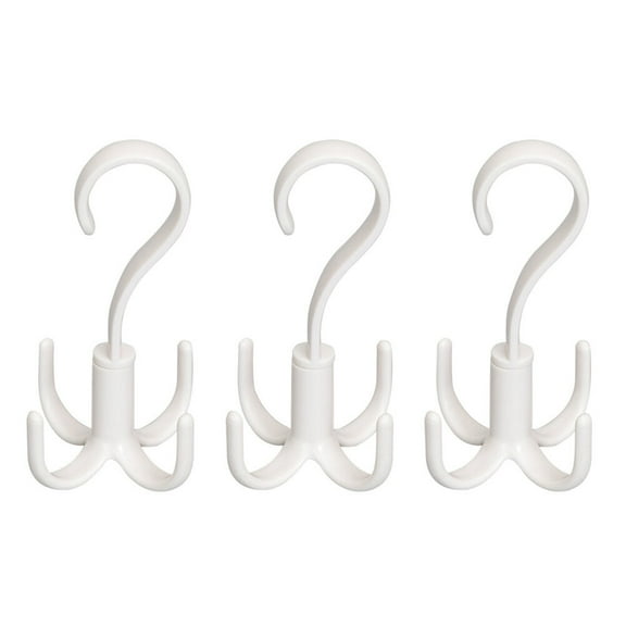 Kuyiluo 4 hooks hanger 3pcs 360 Degree Rotating Four Hooks Creative Multifunction Towels Hanger Closet Organizer for Tie Scarves Shoes (White)