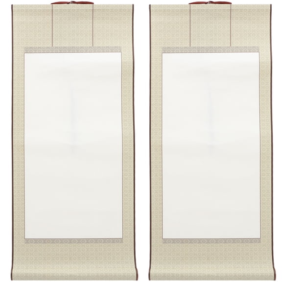 Kuyiluo Blank Scroll 2pcs Blank Hanging Scroll Painting Scroll Chinese Rice Paper Scroll for Art Painting Writing