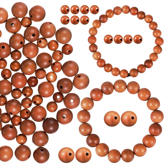 Kuyiluo Brown Beads 100pcs Craft Loose Beads Wooden Round Beads Spacer Beads Wooden Beads for Bracelets Making