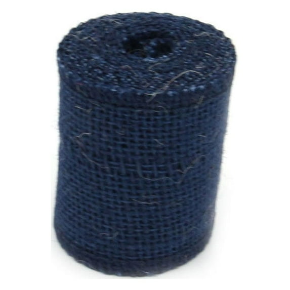Kuyiluo Burlap ribbon roll 2M Jute Burlap Ribbon Roll for Christmas Decoration (Dark Blue)