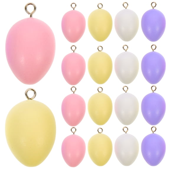 Kuyiluo DIY Easter Decor 20pcs Wood Easter Egg Pendants Simulation Novelty Egg Toys DIY Egg Ornaments