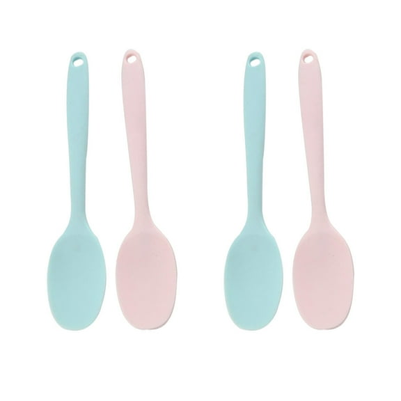 Kuyiluo Silicon Spoon 4pcs Silicone Kitchen Spoons, Blue