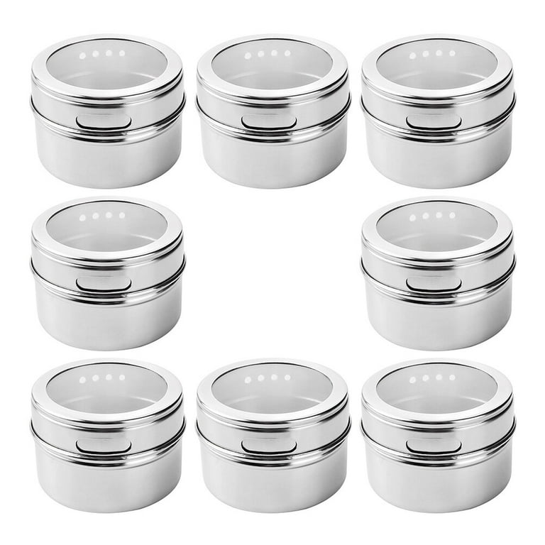 Kuyiluo Spice Jar 8pcs Magnetic Spice Jars Stainless Steel Spice Container Spice Tins with Stickers Walmart