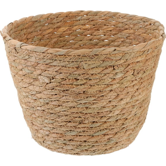 Kuyiluo Storage Basket Tabletop Straw Woven Basket Multi-functional Woven Storage Organizer Column Basket for Pen Makeup Jewelry