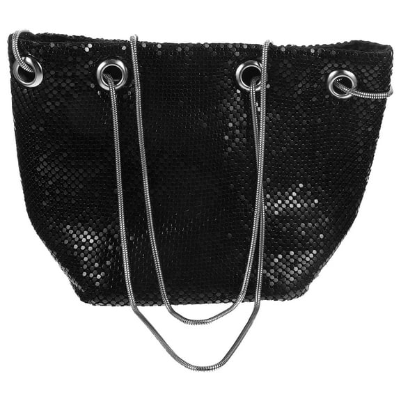 Kuyiluo Women's Sequin Bucket Bag Mini Crossbody Chain Shoulder Bag (Black)