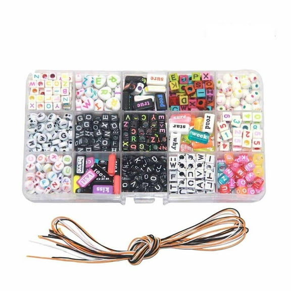 Kuyiluo alphabet letter beads 500pcs DIY Acrylic Letter Beads Set Accessories for Necklace Bracelet Beads Kits Developmental Alphabet Letters Beads