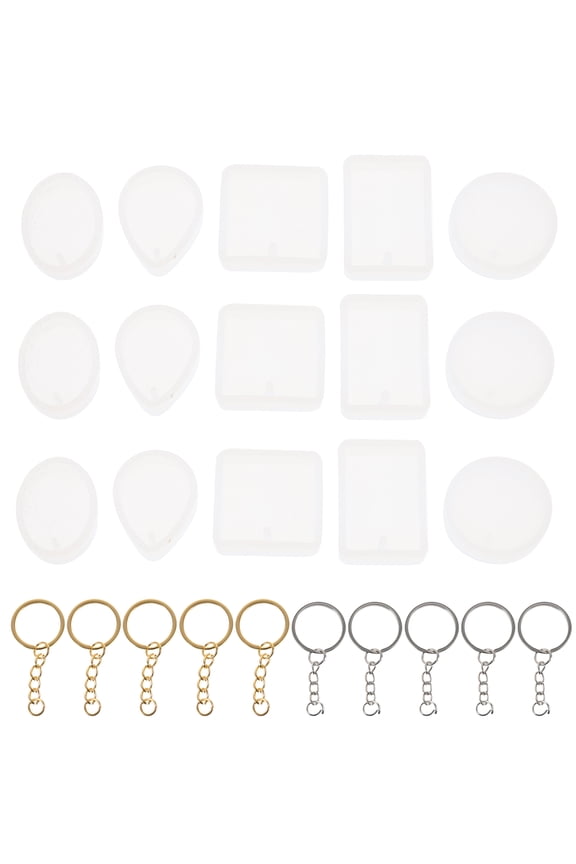 1 Set Flexible Silicone Molds for Keychains Portable Key Chain Molds Key Rings Crafts Molds
