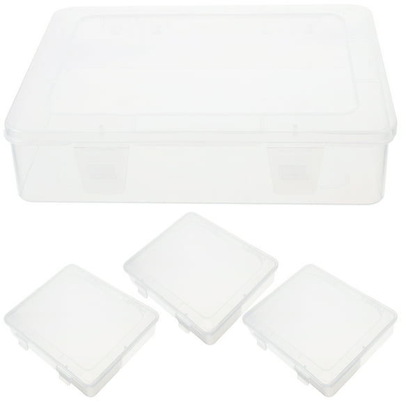 Kuyiluo small storage container 4pcs Small Storage Containers Rectangular Plastic Storage Box Clear Storage Bins