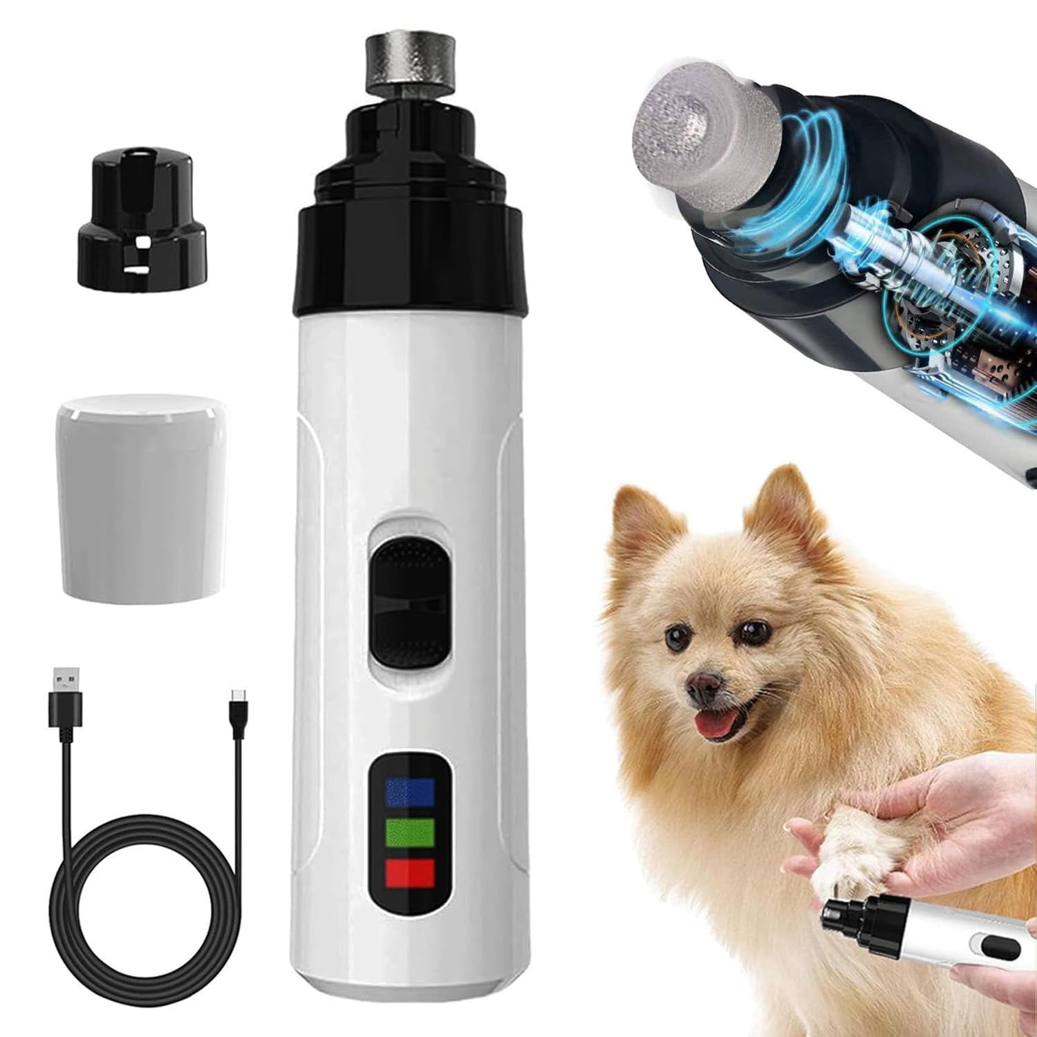 Kuyyor Silent Dog Nail Grinder, 2025 Upgraded Rechargeable USB Charging ...