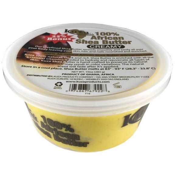 Kuza 100% African Shea Butter, Yellow Creamy, 8 Oz.