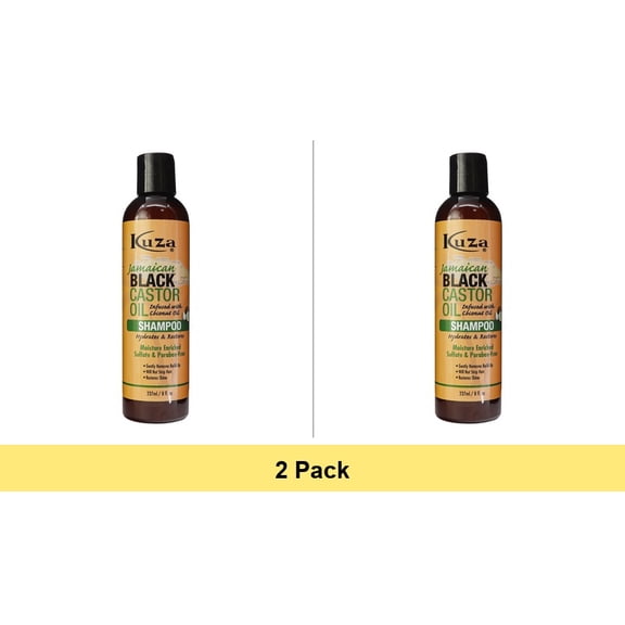 Kuza Jamaican Black Castor Oil Shampoo 8 Oz Damaged & Dry Hair Treatment - 2 Pack