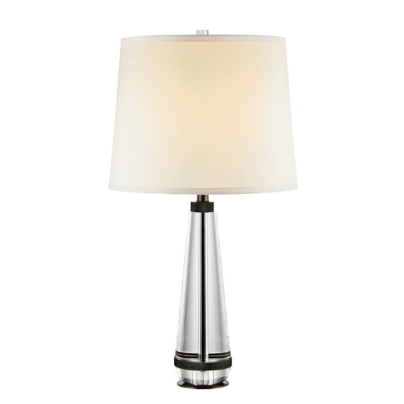 Kuzco Lighting Calista 1 Light Table Lamp, White Silk Shade Polished Nickel/White Silk Shade