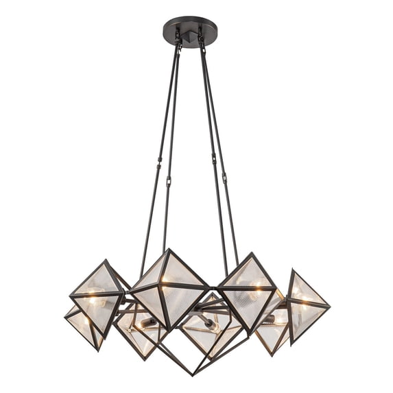 Kuzco Lighting Ch332830 Cairo 6 Light 30" Wide Chandelier - Urban Bronze / Clear Ribbed