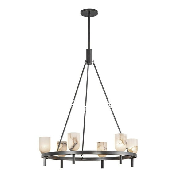 Kuzco Lighting Ch338632 Lucian 6 Light 32" Wide Ring Chandelier - Urban Bronze / Alabaster