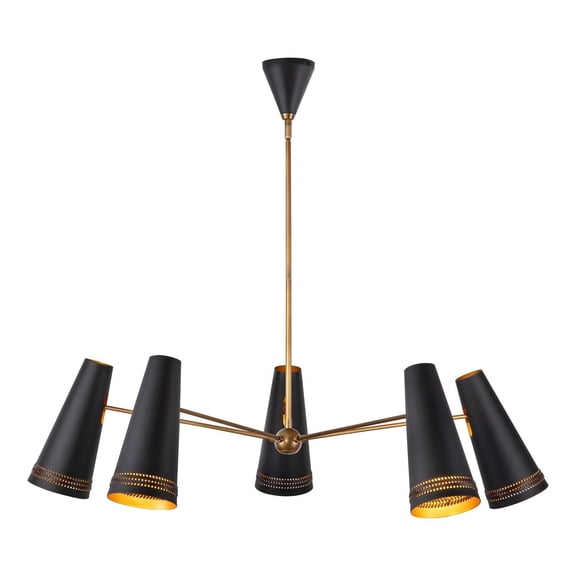 Alora Lighting CH342545MBHL Brickell 3 Light 45" Wide Chandelier - Matte Black / Hazelnut