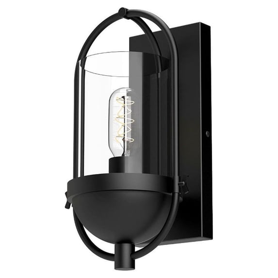 Kuzco Lighting Cyrus 7" Wall Vanity Clear Glass 1X60W E26 Matte Black/Clear Glass