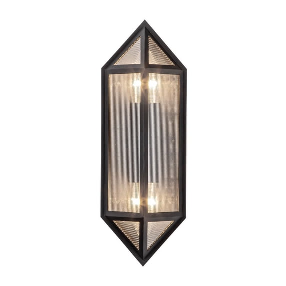 Kuzco Lighting Ew332705 Cairo 2 Light 15" Tall Wall Sconce - Textured Black / Clear Ribbed
