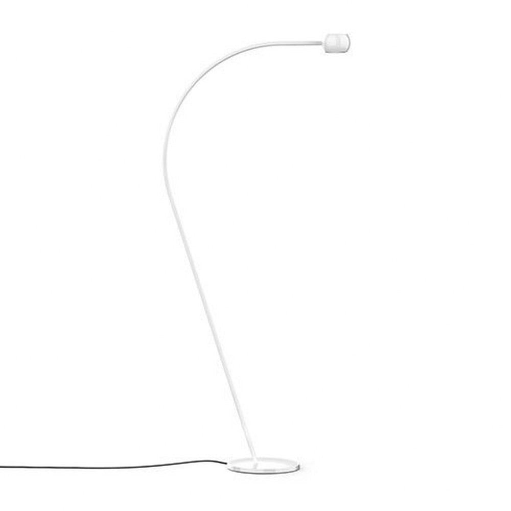 Adjustable White Aluminum Floor Lamp with Frosted Glass Diffuser