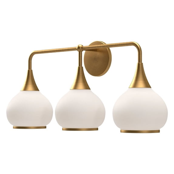 Kuzco Lighting Hazel 26" Vanity Light, 3X60W E26 Aged Gold/Opal Glass