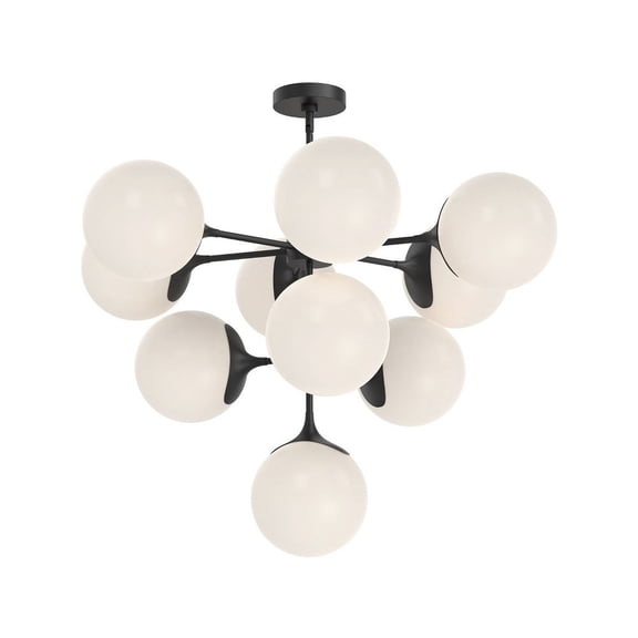 Kuzco Lighting Nouveau 35" Chandelier Matte Opal Glass Rod 46 10X40W E12 Matte Black/Opal Glass