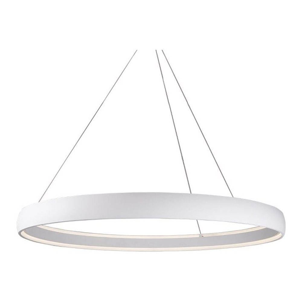 Sleek Circular Halo 52" White Aluminum LED Pendant